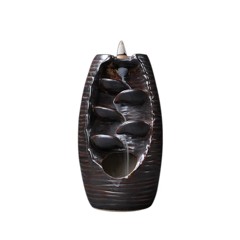 Enchanting Waterfall Incense Burner - Elegant Ceramic Backflow Incense Holder for Home and Office Decor