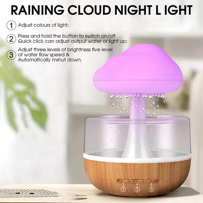 Transform Your Space with the Rain Cloud Humidifier - Colorful Mushroom Lamp & Essential Oil Diffuser for Serene Atmosphere
