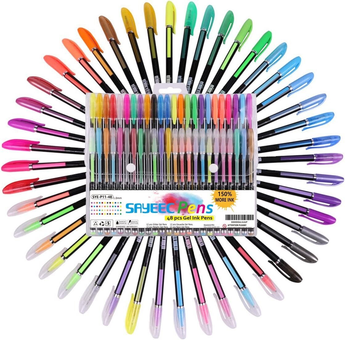 Unleash Your Creativity with the SAYEEC 48-Pack Gel Ink Pen Set – Featuring Glitter and Metallic Finishes!