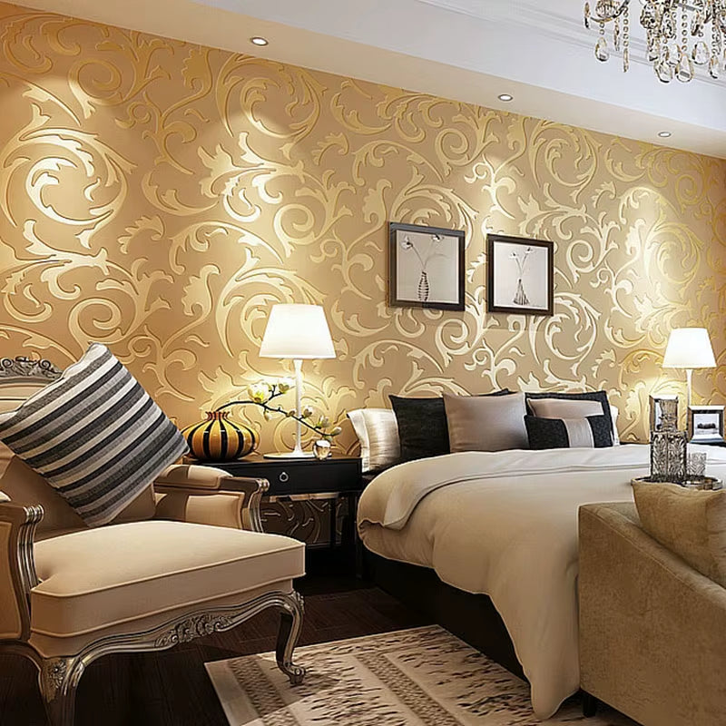 Transform Your Space with Luxurious 3D Grey Victorian Damask Embossed Wallpaper - Perfect for Living Rooms and Bedrooms!