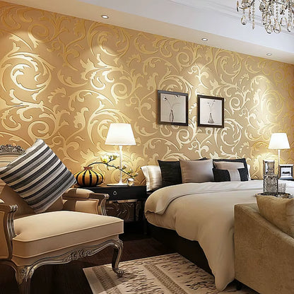 Transform Your Space with Luxurious 3D Grey Victorian Damask Embossed Wallpaper - Perfect for Living Rooms and Bedrooms!