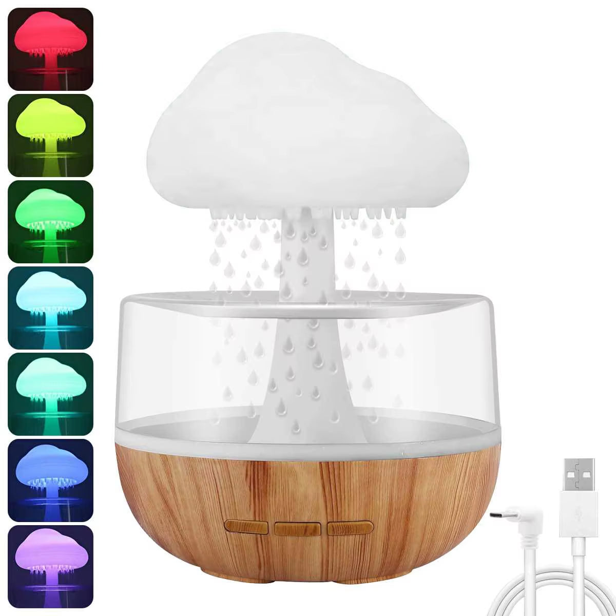 Transform Your Space with the Rain Cloud Humidifier - Colorful Mushroom Lamp & Essential Oil Diffuser for Serene Atmosphere