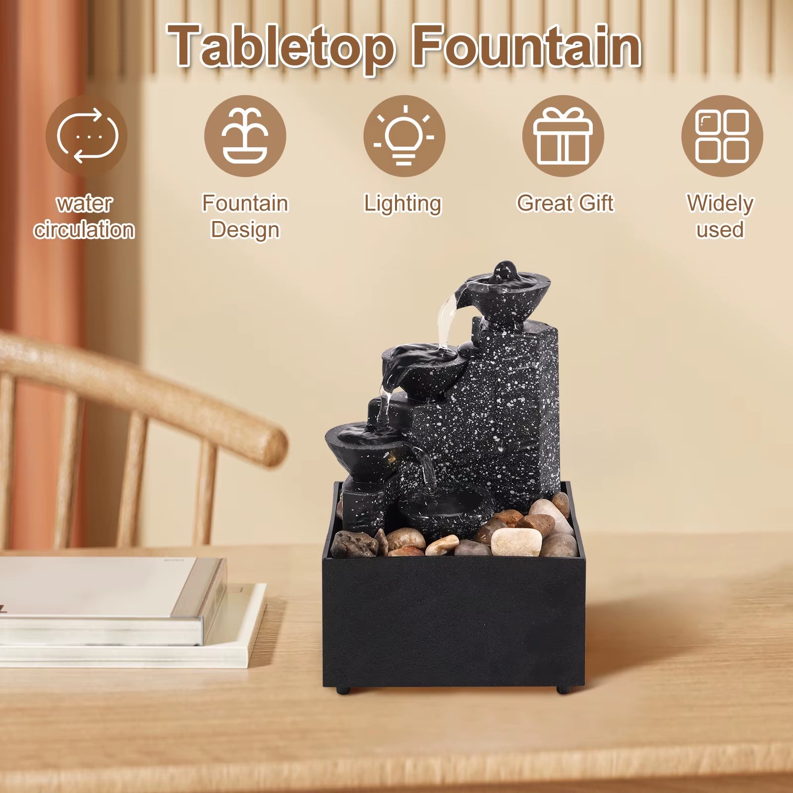 Transform Your Space with Our Tabletop Waterfall Fountain - Perfect for Relaxation, Meditation, and Charming Home Decor!