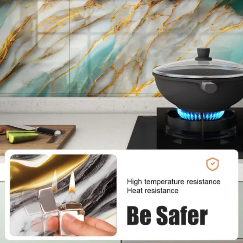 Transform Your Space with 10PCS Waterproof 3D Ceramic Tile Stickers - Imitation Marble, Self-Adhesive Wall & Floor Sheets for Effortless Home Renovation