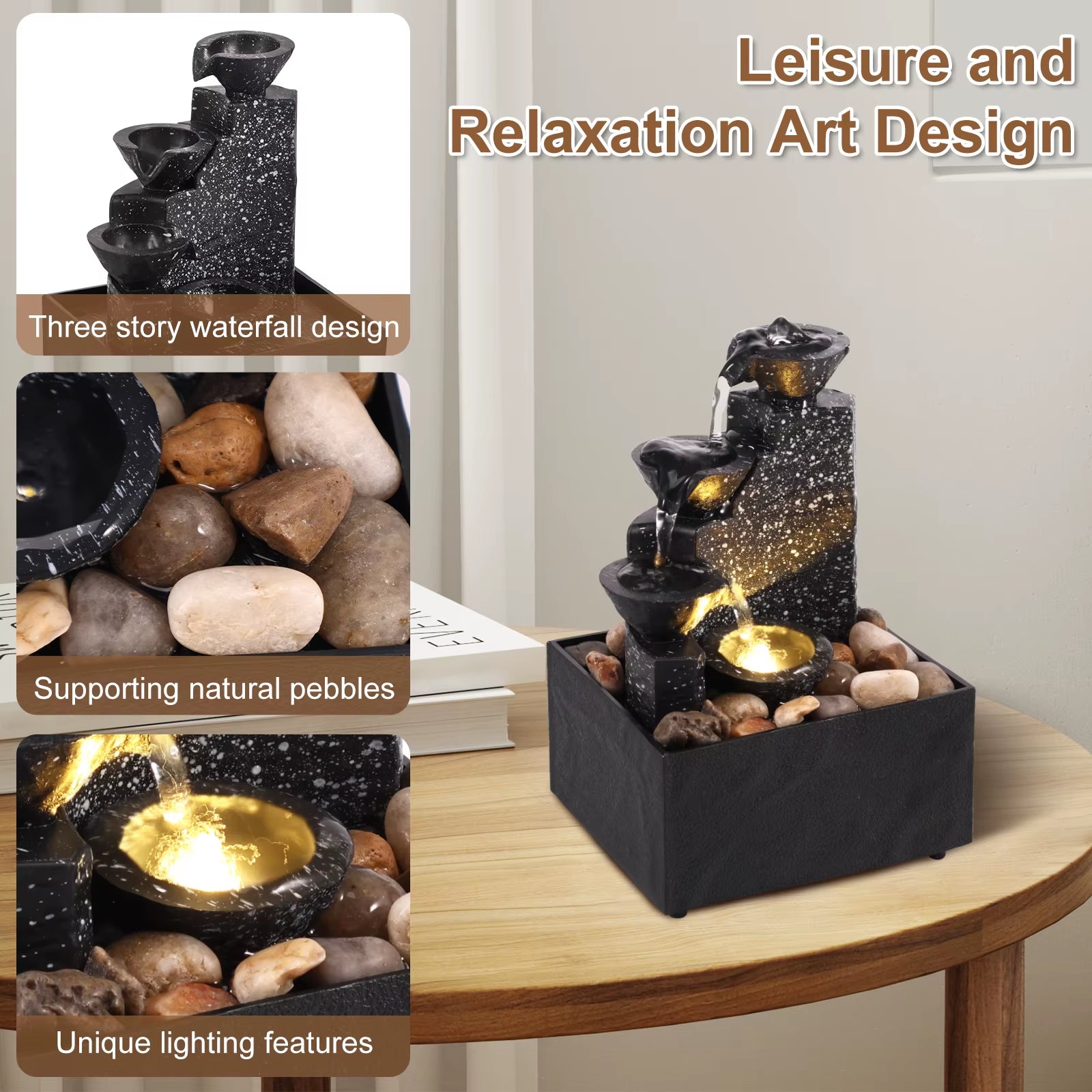 Transform Your Space with Our Tabletop Waterfall Fountain - Perfect for Relaxation, Meditation, and Charming Home Decor!