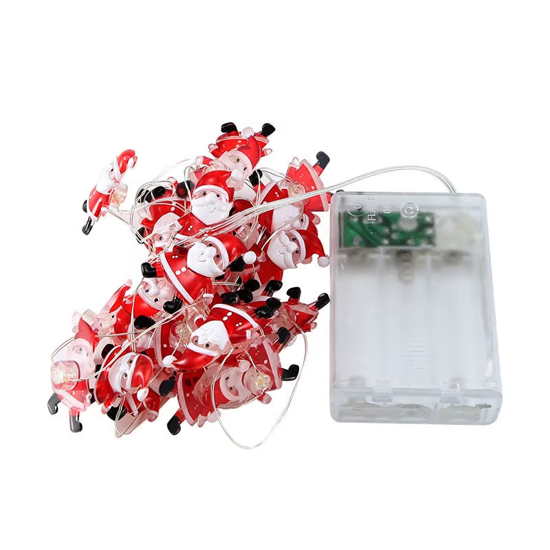 Illuminate Your Holidays with 2M 20LED Warm White Christmas String Lights Featuring Santa Claus, Snowflakes, and Snowman Designs for Festive Home Decor