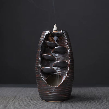 Enchanting Waterfall Incense Burner - Elegant Ceramic Backflow Incense Holder for Home and Office Decor