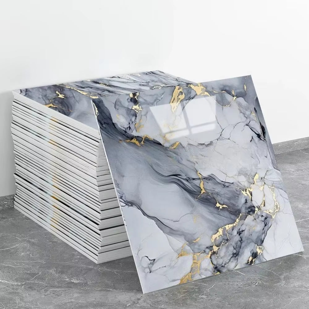 Transform Your Space with 10PCS Waterproof 3D Ceramic Tile Stickers - Imitation Marble, Self-Adhesive Wall & Floor Sheets for Effortless Home Renovation