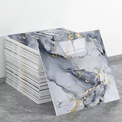 Transform Your Space with 10PCS Waterproof 3D Ceramic Tile Stickers - Imitation Marble, Self-Adhesive Wall & Floor Sheets for Effortless Home Renovation