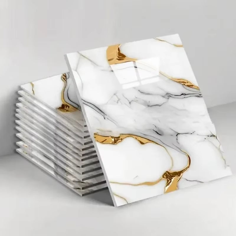 Transform Your Space with 10PCS Waterproof 3D Ceramic Tile Stickers - Imitation Marble, Self-Adhesive Wall & Floor Sheets for Effortless Home Renovation