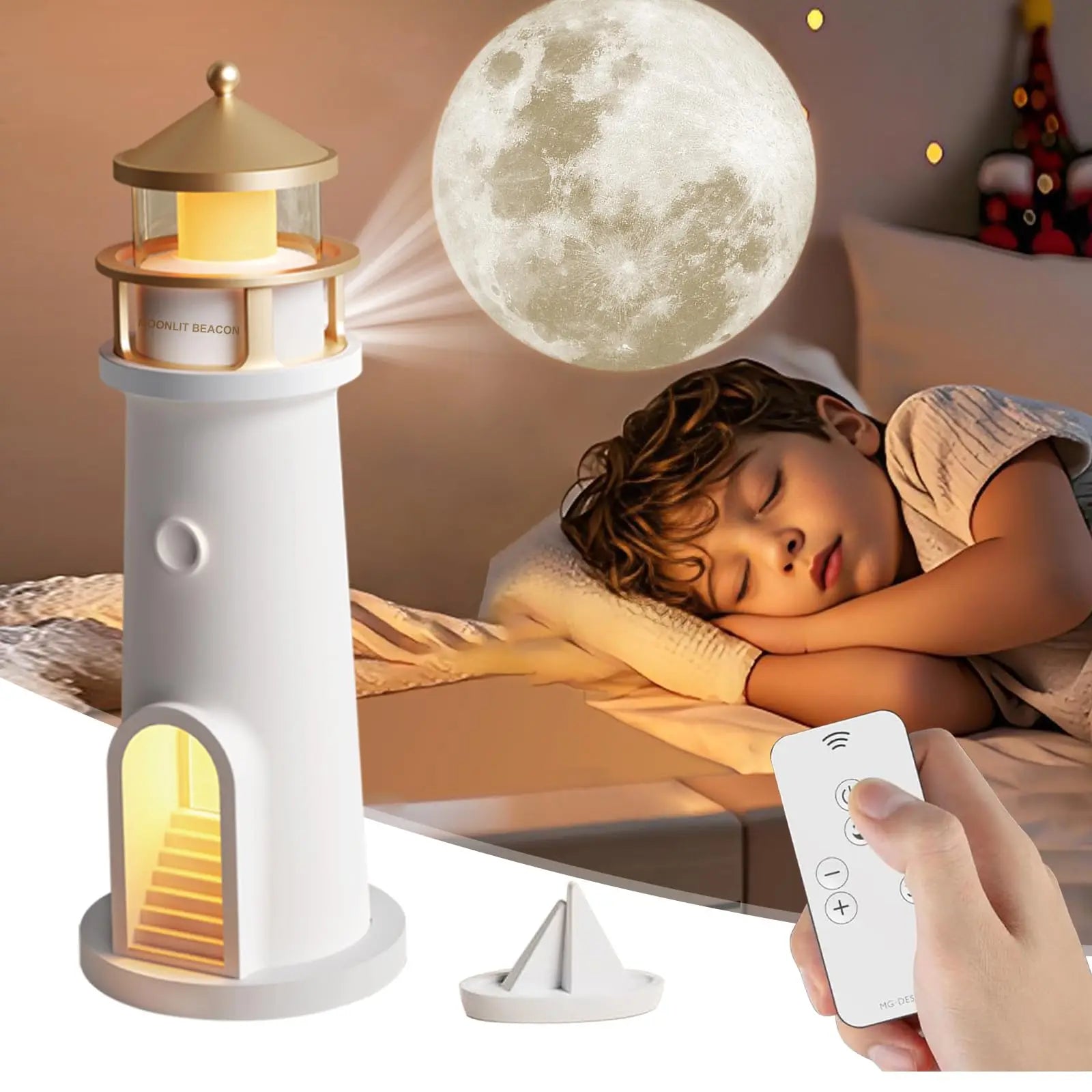 Transform Your Child's Room with the Enchanting Moon Lamp Projector: Bluetooth Music, Motion Sensor, and Cordless Convenience!