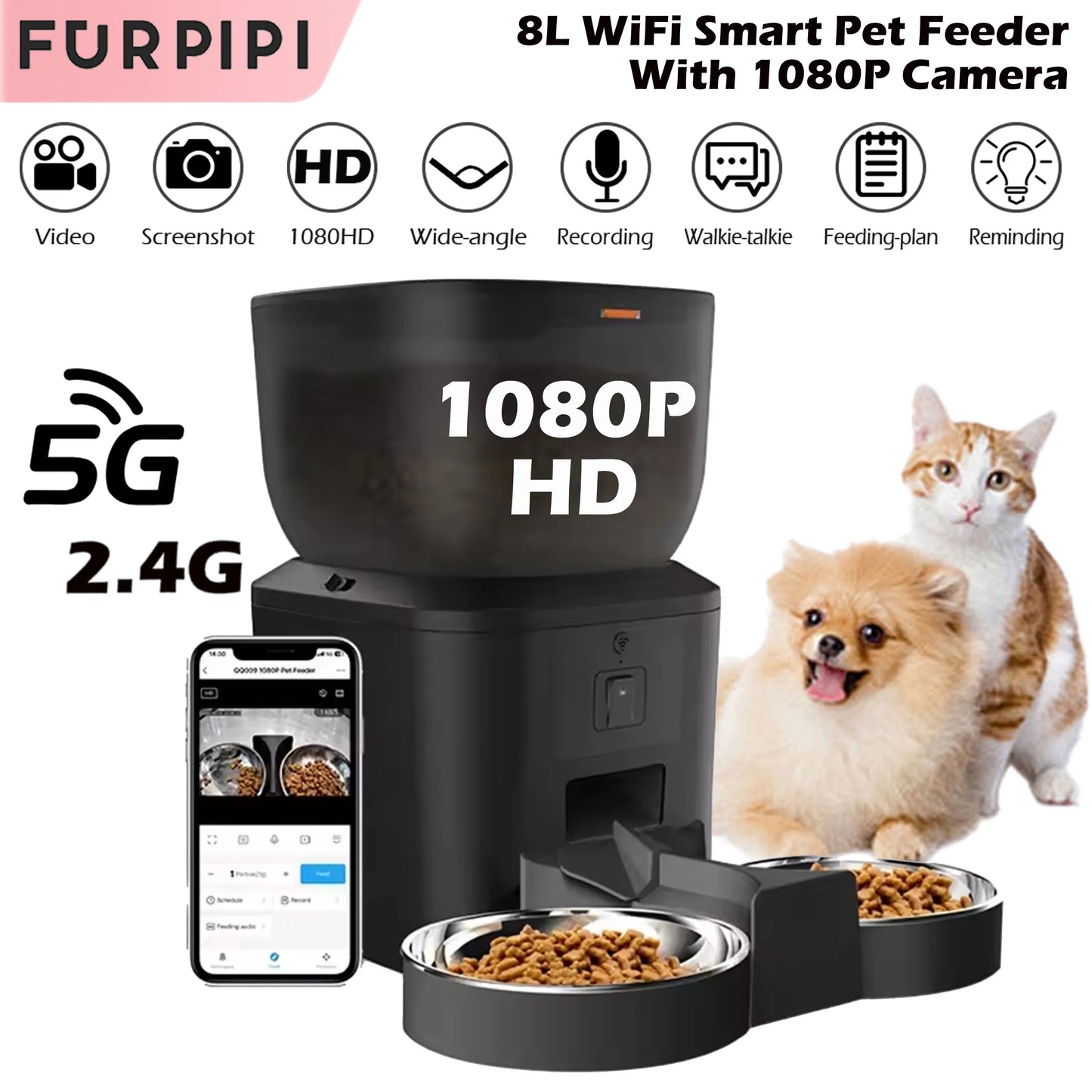 Revolutionary Smart Automatic Cat Feeder with 1080P HD Camera, Voice Recording, and Remote Control for Dogs and Cats