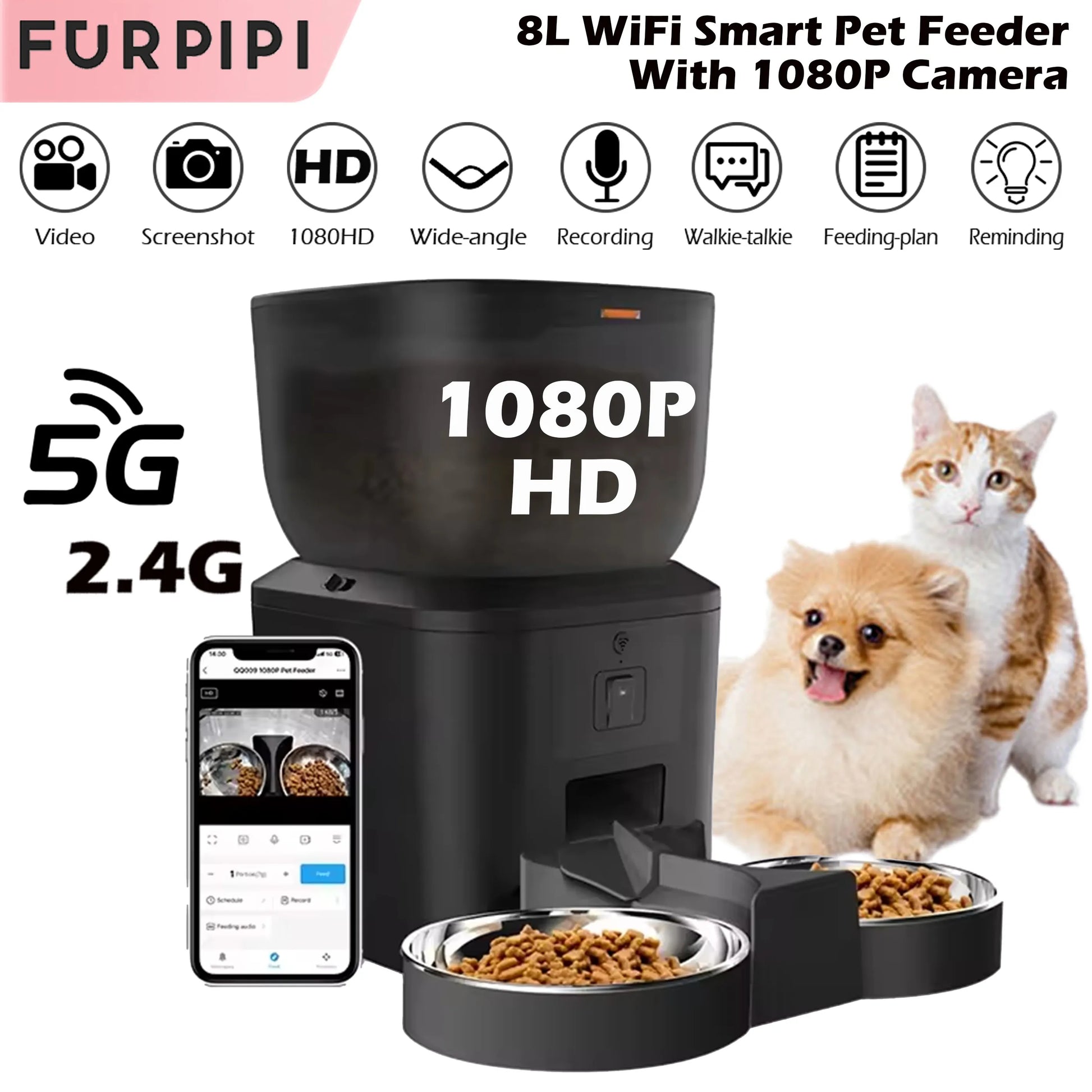 Revolutionary Smart Automatic Cat Feeder with 1080P HD Camera, Voice Recording, and Remote Control for Dogs and Cats