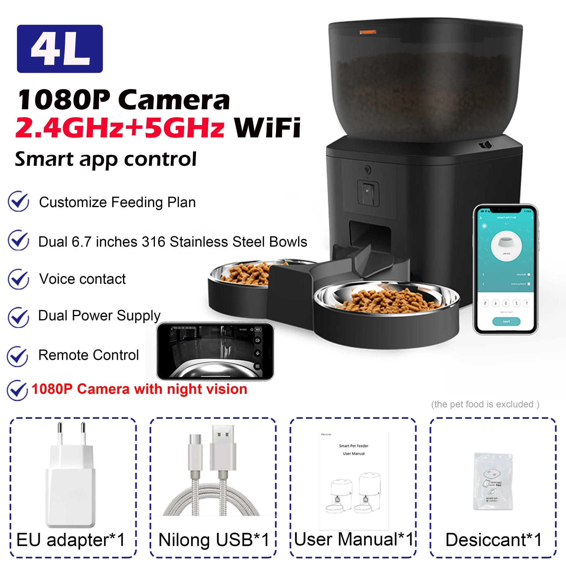 Revolutionary Smart Automatic Cat Feeder with 1080P HD Camera, Voice Recording, and Remote Control for Dogs and Cats