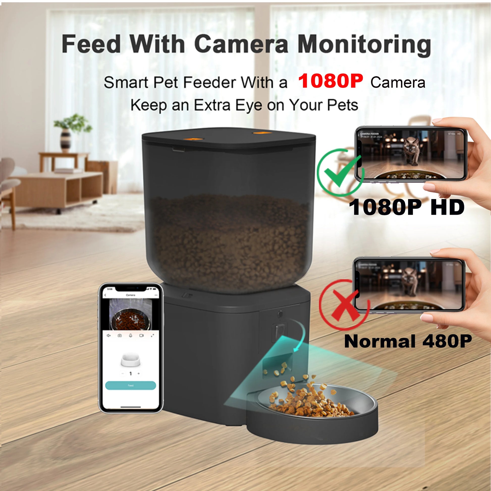 Revolutionary Smart Automatic Cat Feeder with 1080P HD Camera, Voice Recording, and Remote Control for Dogs and Cats