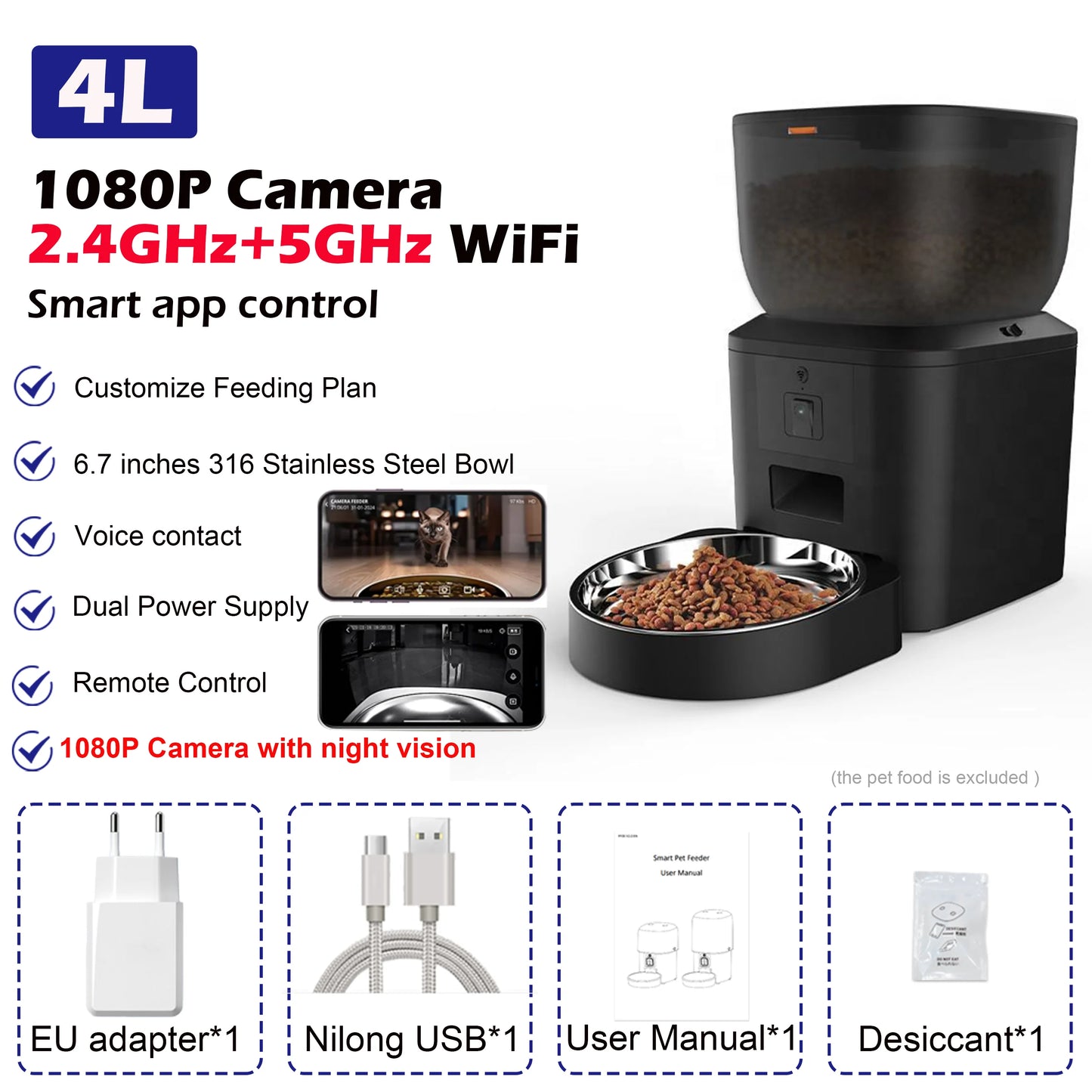 Revolutionary Smart Automatic Cat Feeder with 1080P HD Camera, Voice Recording, and Remote Control for Dogs and Cats