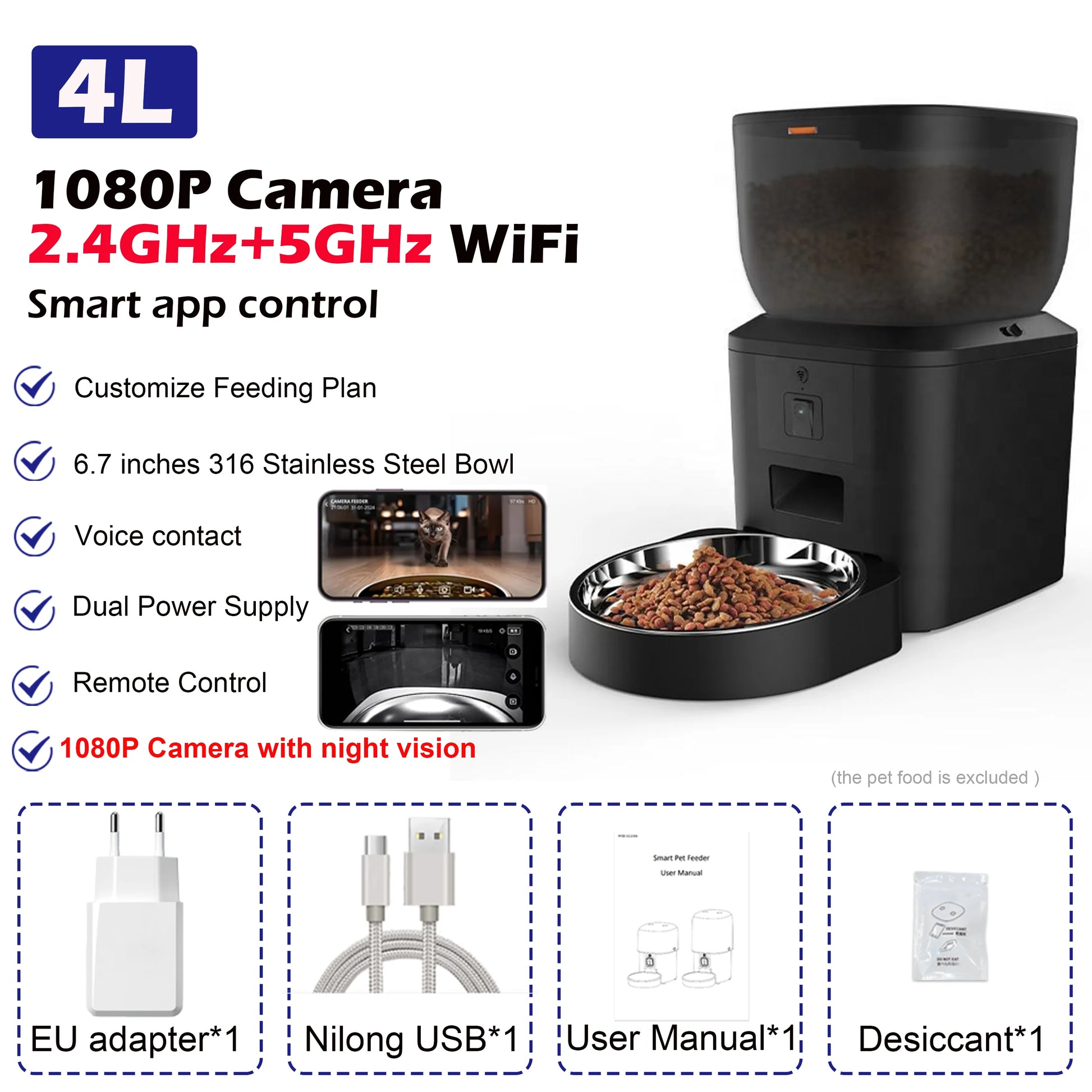 Revolutionary Smart Automatic Cat Feeder with 1080P HD Camera, Voice Recording, and Remote Control for Dogs and Cats