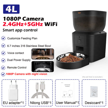 Revolutionary Smart Automatic Cat Feeder with 1080P HD Camera, Voice Recording, and Remote Control for Dogs and Cats