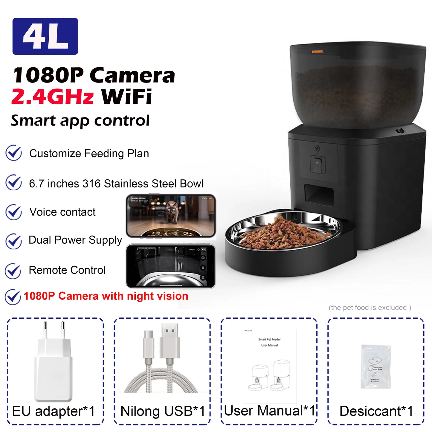 Revolutionary Smart Automatic Cat Feeder with 1080P HD Camera, Voice Recording, and Remote Control for Dogs and Cats