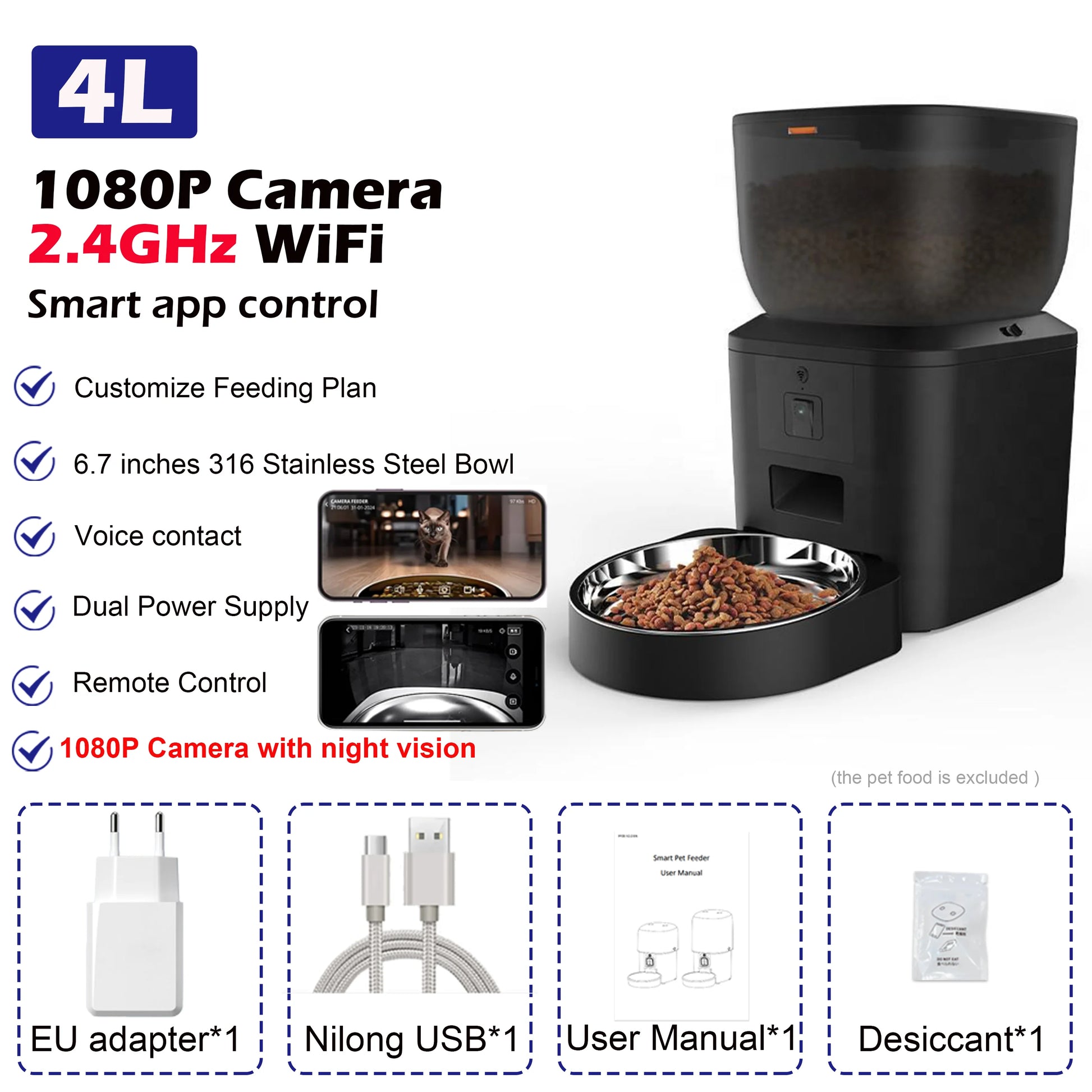 Revolutionary Smart Automatic Cat Feeder with 1080P HD Camera, Voice Recording, and Remote Control for Dogs and Cats