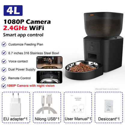 Revolutionary Smart Automatic Cat Feeder with 1080P HD Camera, Voice Recording, and Remote Control for Dogs and Cats