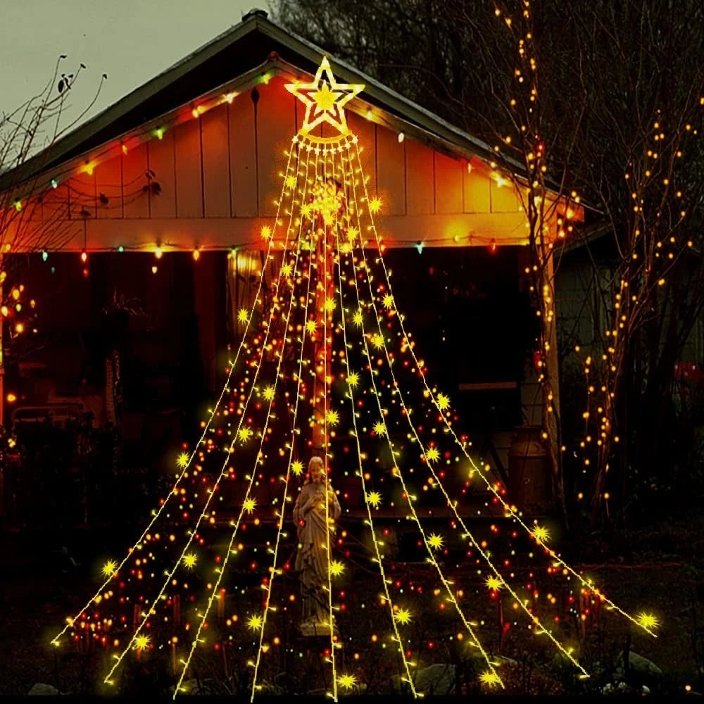 Transform Your Holiday Decor with 3.5M 350LED Solar-Powered Star String Lights - 8 Gorgeous Modes for a Magical Christmas Experience!