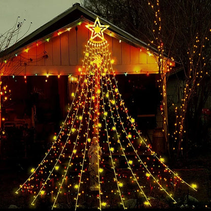 Transform Your Holiday Decor with 3.5M 350LED Solar-Powered Star String Lights - 8 Gorgeous Modes for a Magical Christmas Experience!