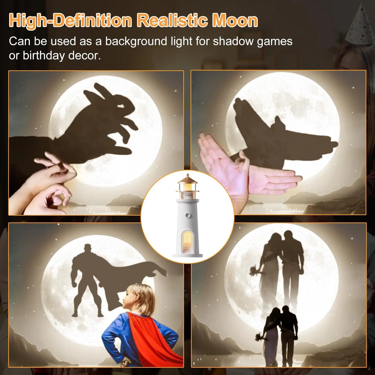 Transform Your Child's Room with the Enchanting Moon Lamp Projector: Bluetooth Music, Motion Sensor, and Cordless Convenience!