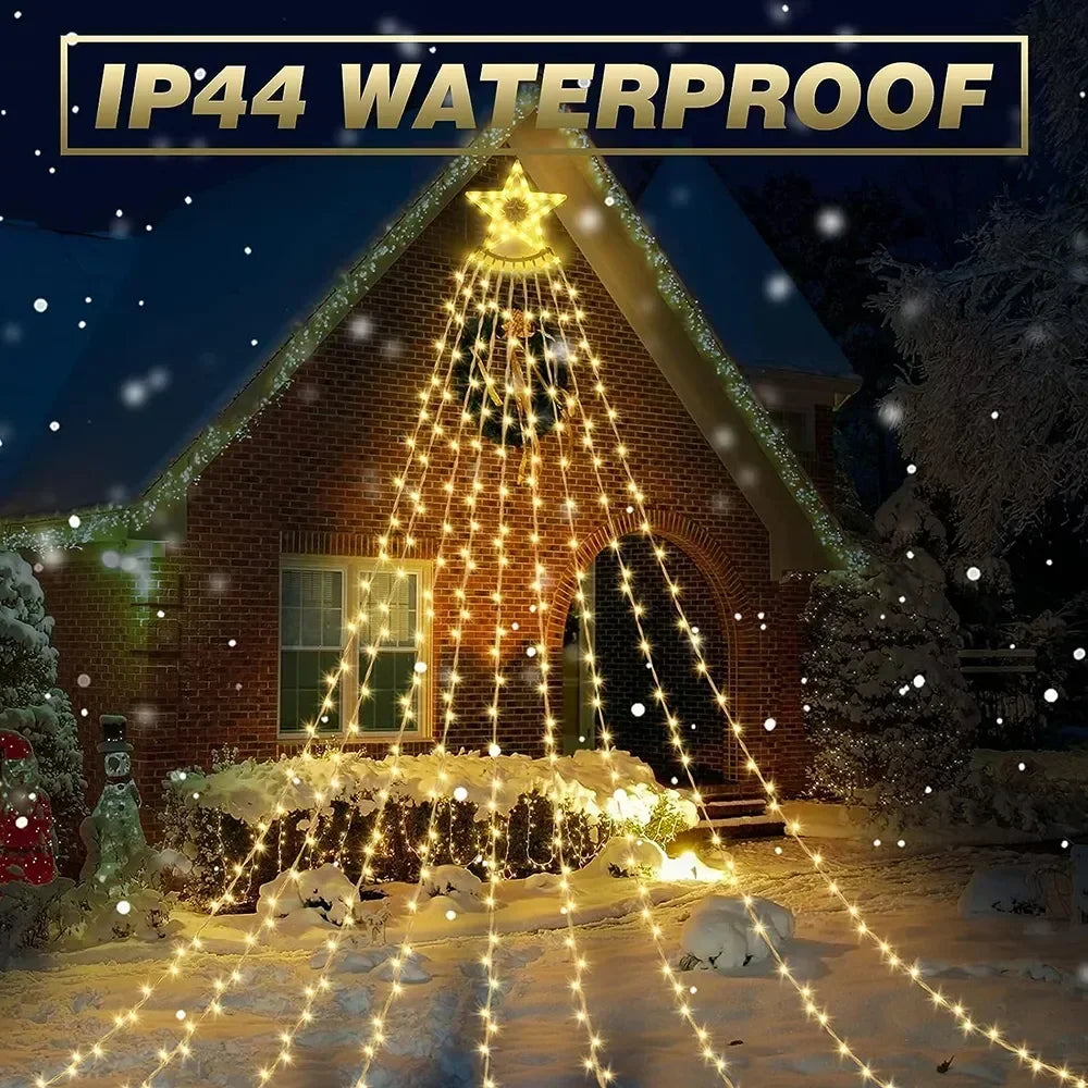 Transform Your Holiday Decor with 3.5M 350LED Solar-Powered Star String Lights - 8 Gorgeous Modes for a Magical Christmas Experience!