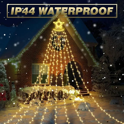 Transform Your Holiday Decor with 3.5M 350LED Solar-Powered Star String Lights - 8 Gorgeous Modes for a Magical Christmas Experience!