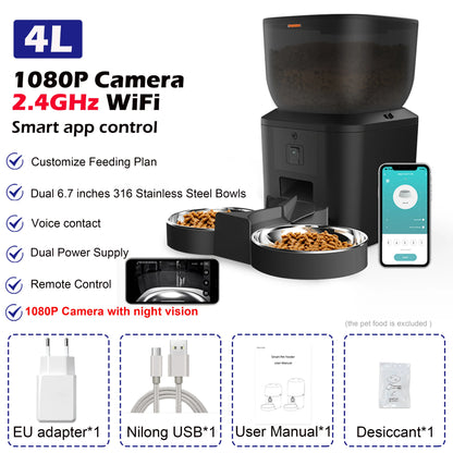 Revolutionary Smart Automatic Cat Feeder with 1080P HD Camera, Voice Recording, and Remote Control for Dogs and Cats
