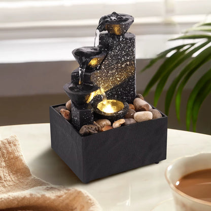 Transform Your Space with Our Tabletop Waterfall Fountain - Perfect for Relaxation, Meditation, and Charming Home Decor!
