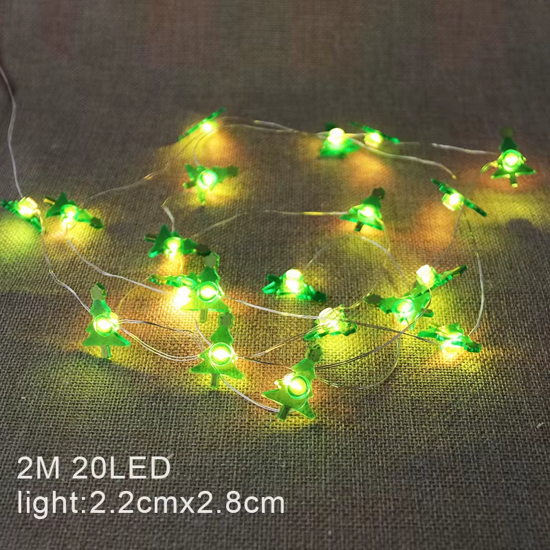 Illuminate Your Holidays with 2M 20LED Warm White Christmas String Lights Featuring Santa Claus, Snowflakes, and Snowman Designs for Festive Home Decor