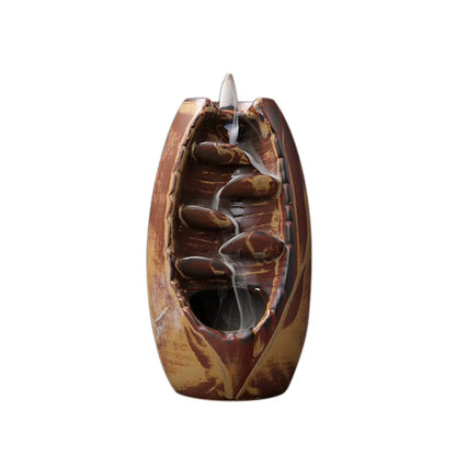 Enchanting Waterfall Incense Burner - Elegant Ceramic Backflow Incense Holder for Home and Office Decor