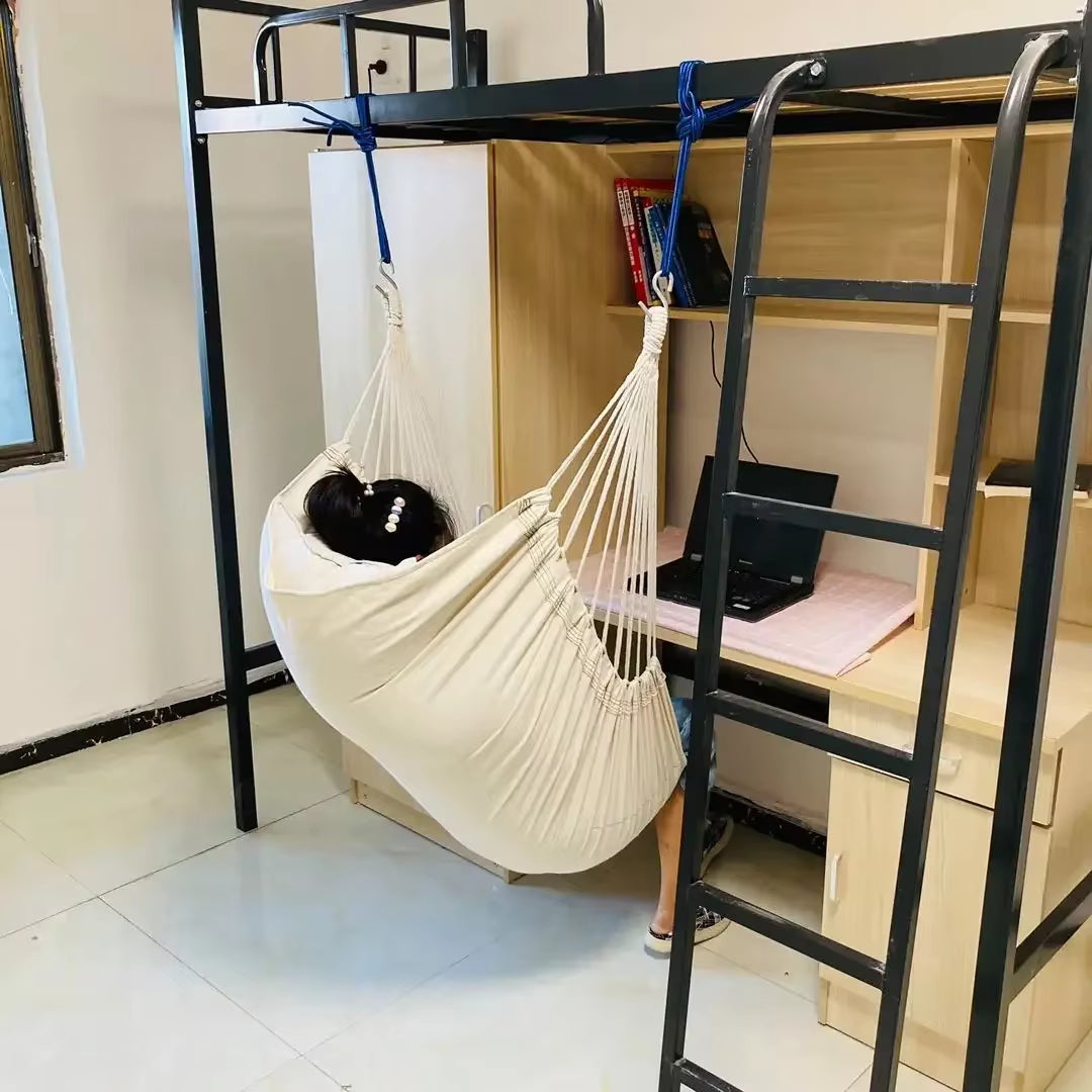 Experience Ultimate Relaxation with Our 1Pc Leisure Fabric Hammock Chair - Perfect for Outdoor Swinging and Dormitory Use!