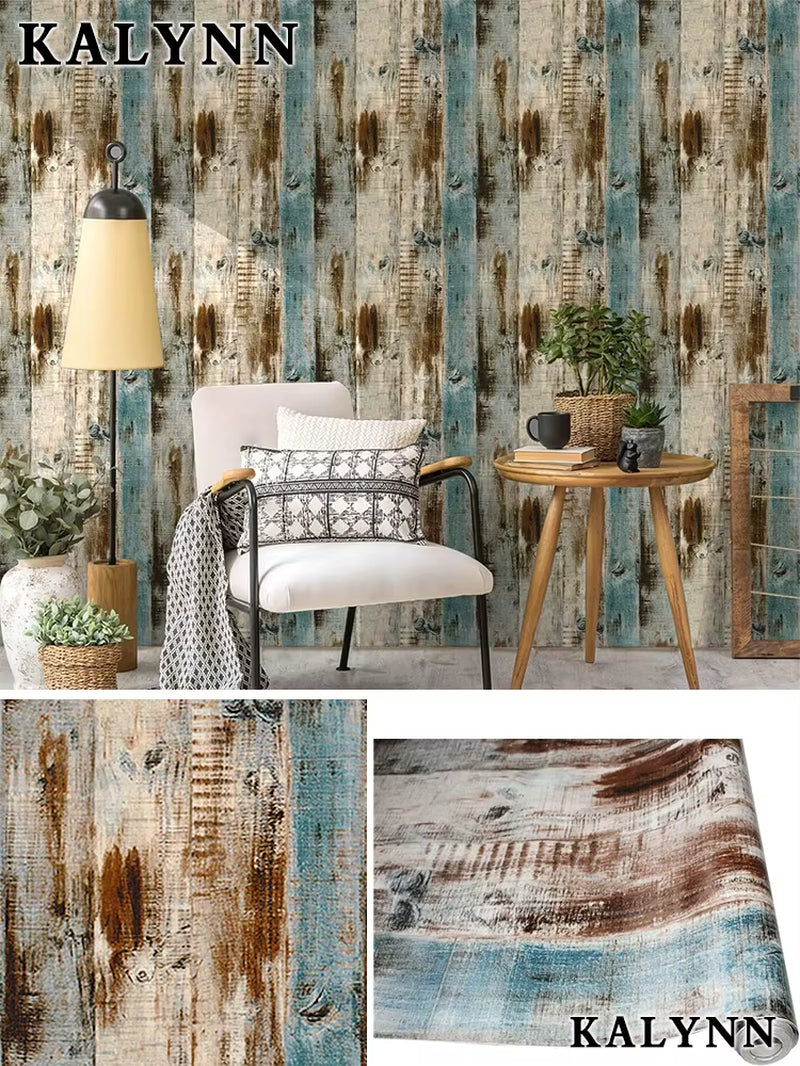 Transform Your Space with Vintage Wood Grating Wallpaper - Self-Adhesive, Removable & Easy to Apply!
